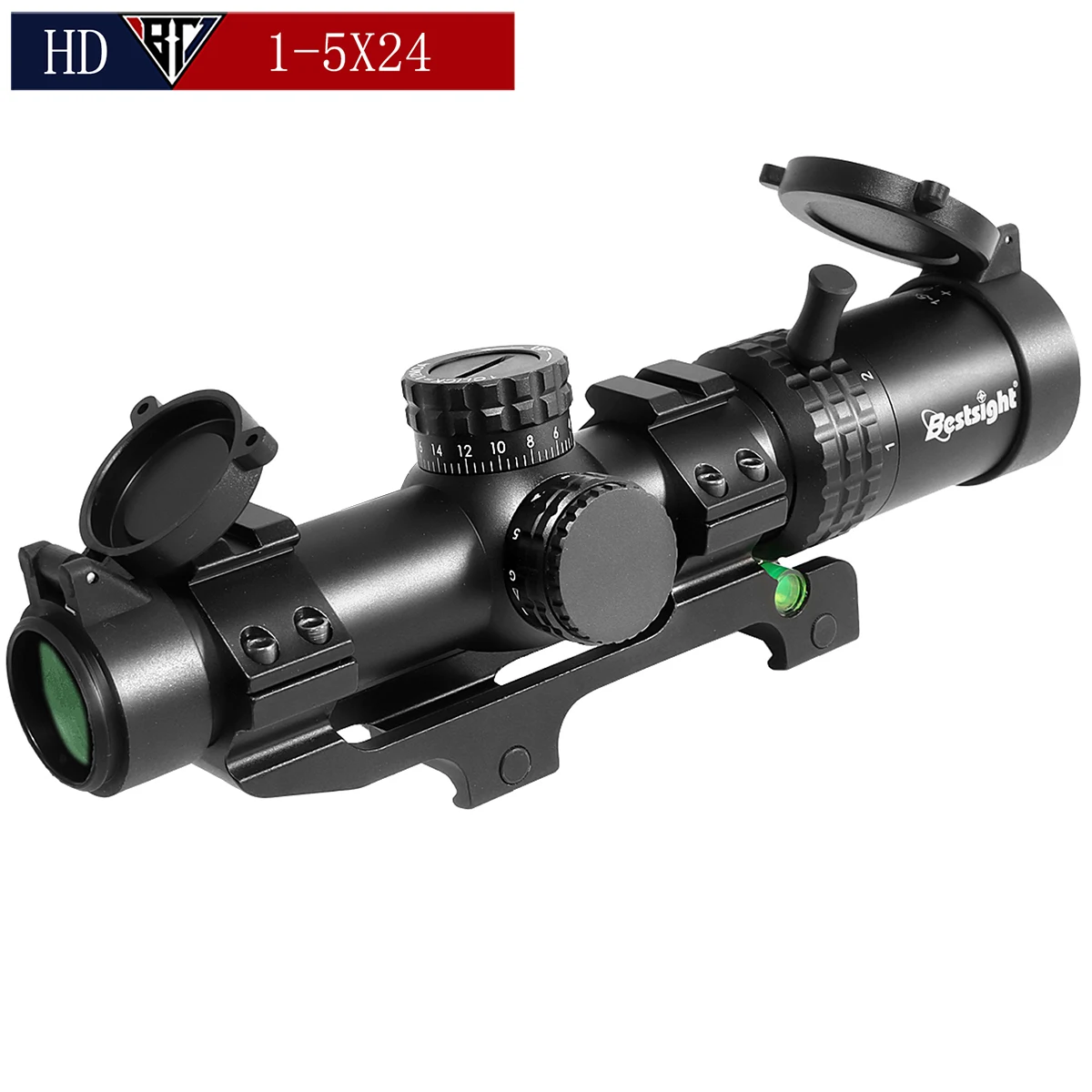 

Bestsight 1-5x24 Compact Scope Riflescope 30mm Fits AR15 .223 7.62mm Airgun Airsoft Hunting Scope with 20mm Mount
