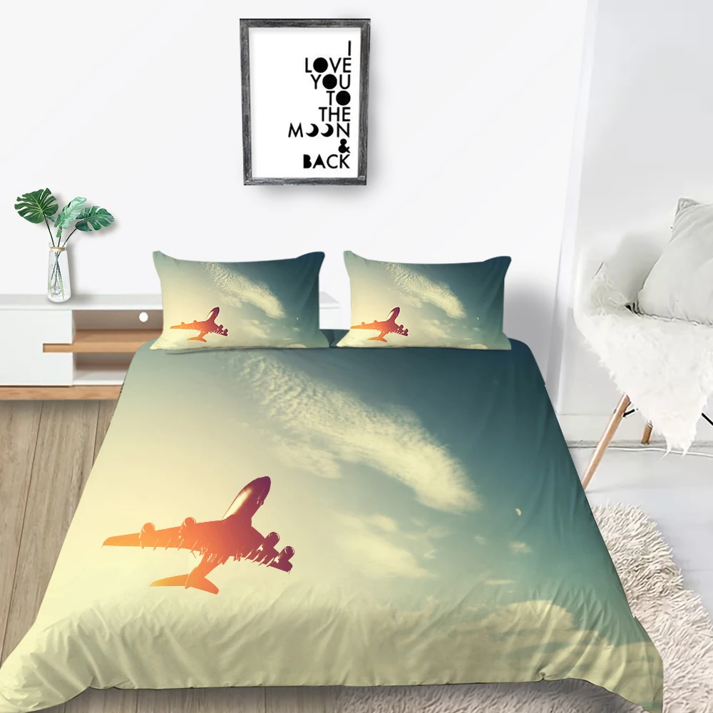 Комплект постельного белья с самолетом односпальное реалистичное удобное