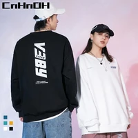 cnhnoh japanese hip hop plus size mens 2022 spring autumn new couple sweater mens loose tide brand round neck printed jacket