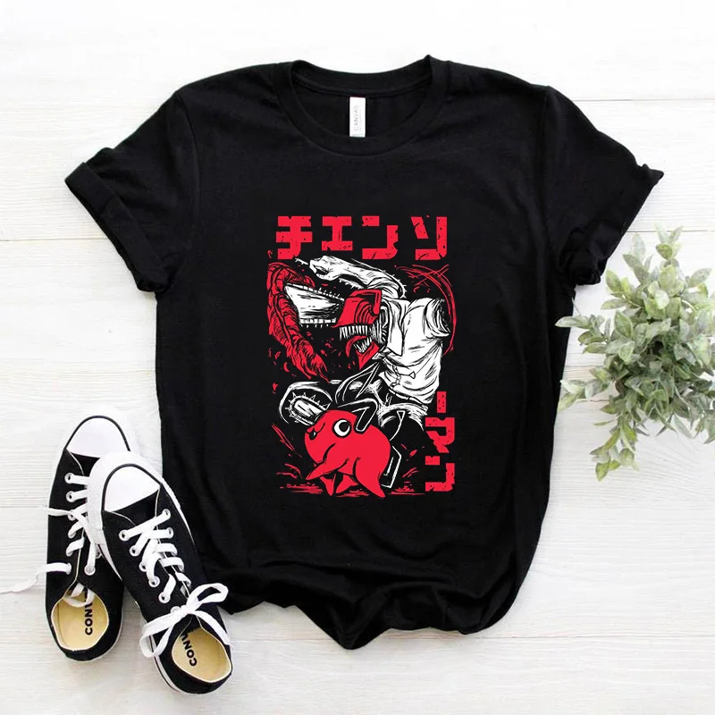 

Hot Japanese Anime Chainsaw Man Print Womens T-shirt Harajuku Y2K Clothes Tees Street Tops Harajuku Short Sleeve Clothes T-shirt