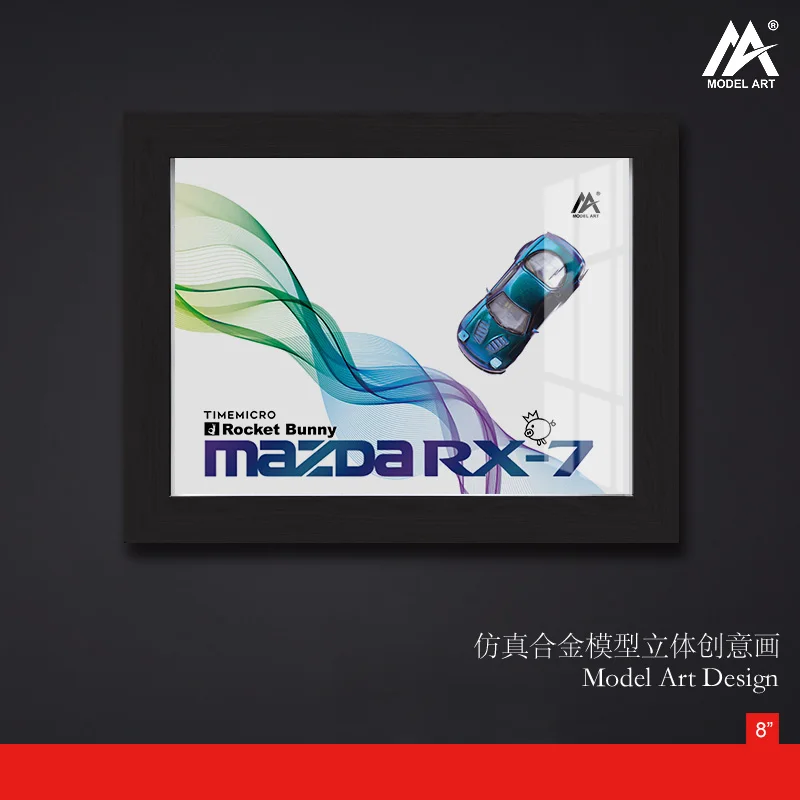 

TIME Chameleon Jumping Light Edition 1:64 RX-7 Rocket Bunny RX7 Alloy Car Model Collection Ornament Gift