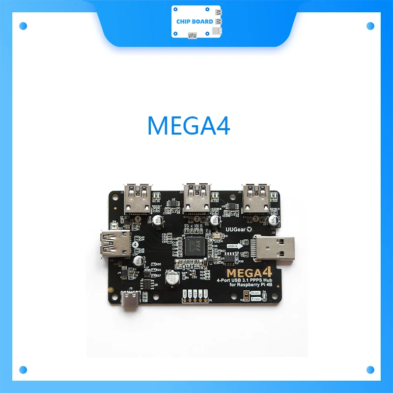 

MEGA4: 4-PORT USB 3.1 PPPS HUB FOR RASPBERRY PI 4B
