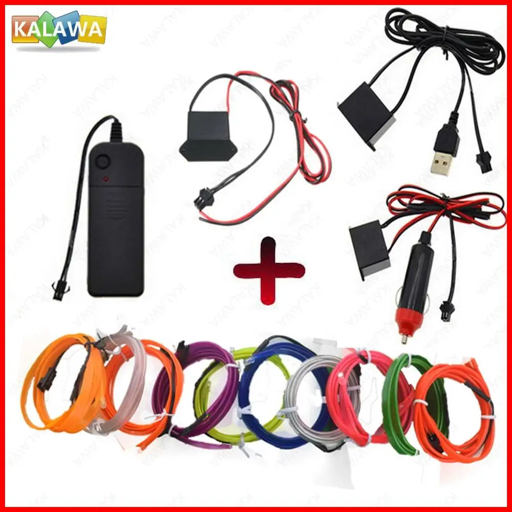 

Flexible Neon Led EL Wire Light 1-5M Rope Tape Cable Strip LED Car Waterproof Sewing Edge Car Styling Tube USB 12V 5V 3V Flex