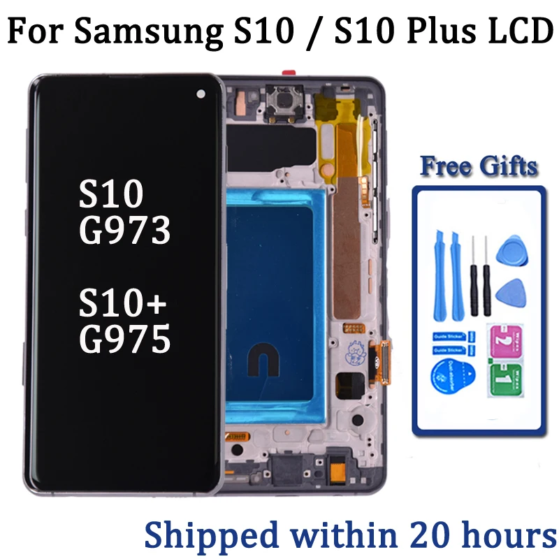 Экран для Samsung S10 Plus + G975 G975F ЖК-дисплей цифровой сенсорный экран с рамкой G973