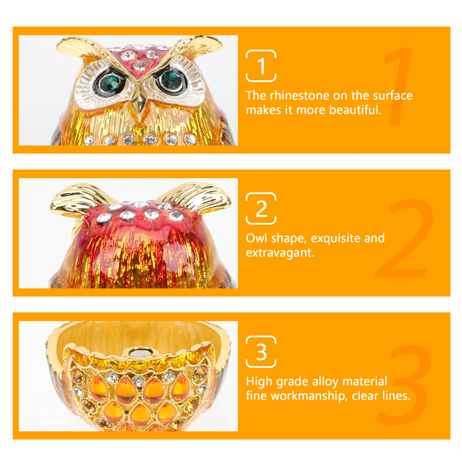 Box Trinket Owl Jewelry Jar Figurine Animal Holder Candy Aromatherapy Ring Hinged Organizer Boxes Storage Metal Containerslids