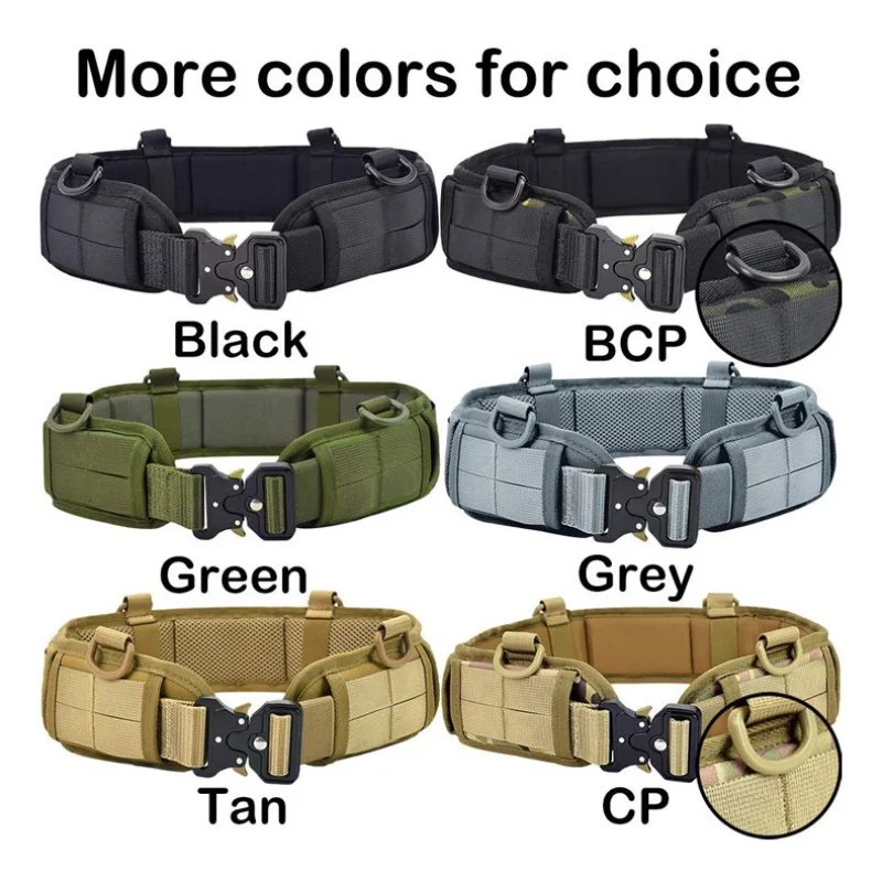 Military Tactical Adjustable Belt Outdoor Work Men Molle Battle Belt Army Combat CS Airsoft Hunting Paintball Padded Waist Belts