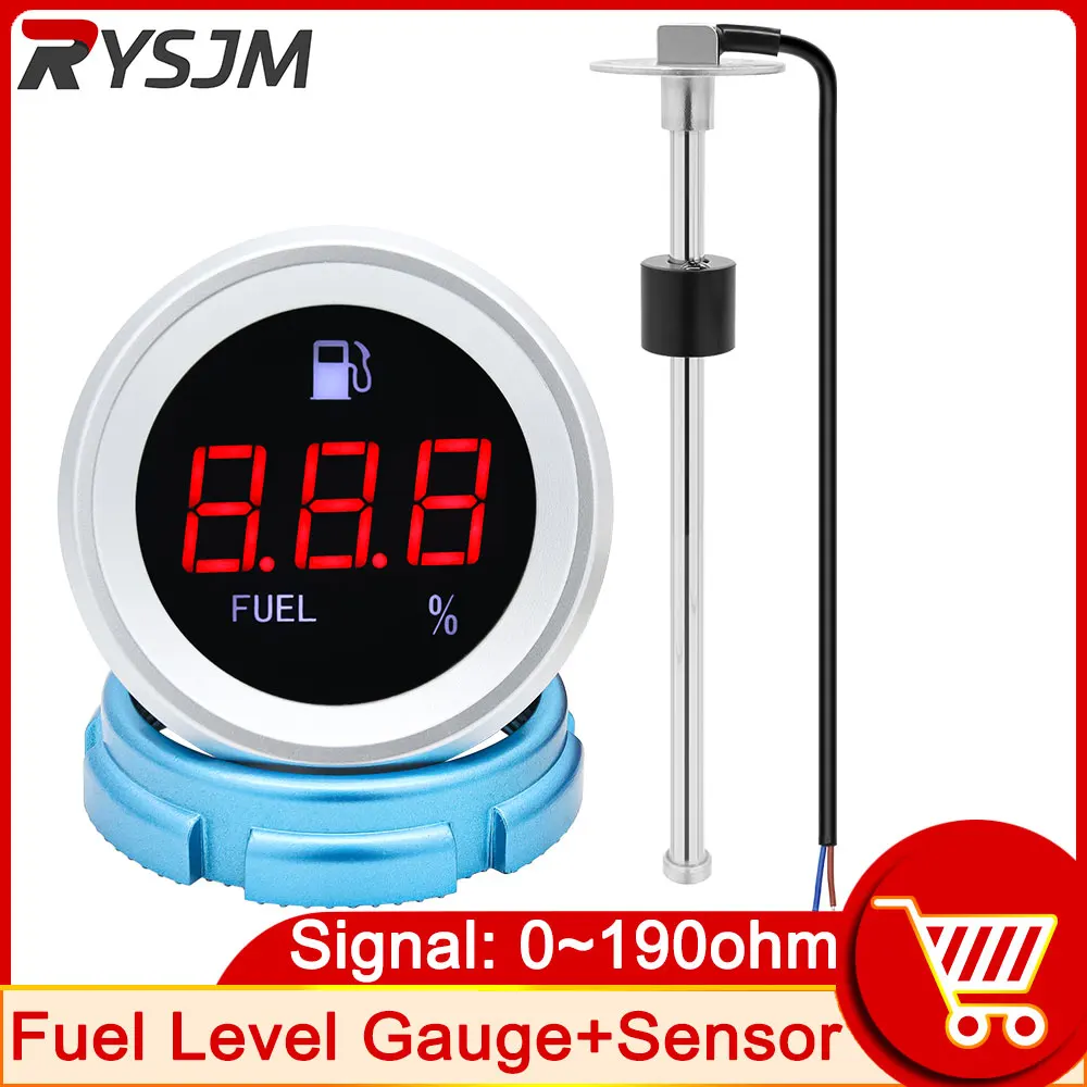

Digital Fuel Level Gauge with Flashing Alarm Car Fuel Level Meter + Fuel Level Sensor 0~190 Ohm Fuel Gauge Boat Motorcycle