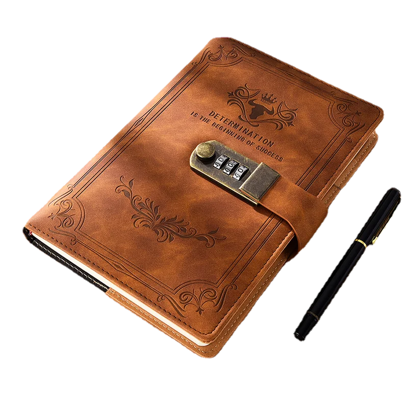 

200 Pages A5 Retro Password Book with Lock Diary Thickened Creative Hand Ledger Student Notepad Stationery Notebook