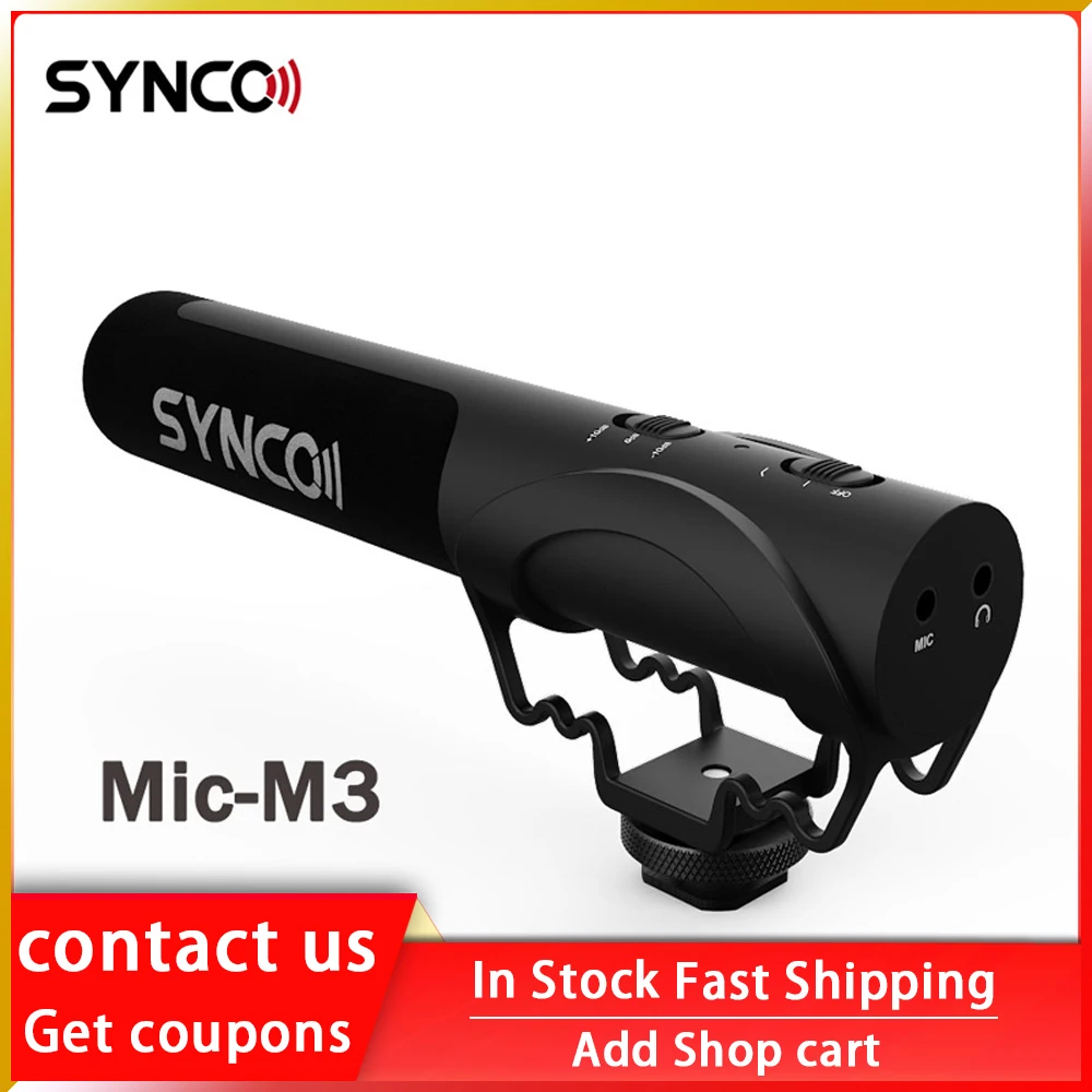 

Synco Mic-M3 M3 для камеры, микрофон, суперкардиоидный конденсаторный видеомикрофон с кабелями 3,5 мм TRRS TRS для смартфона DSLR C