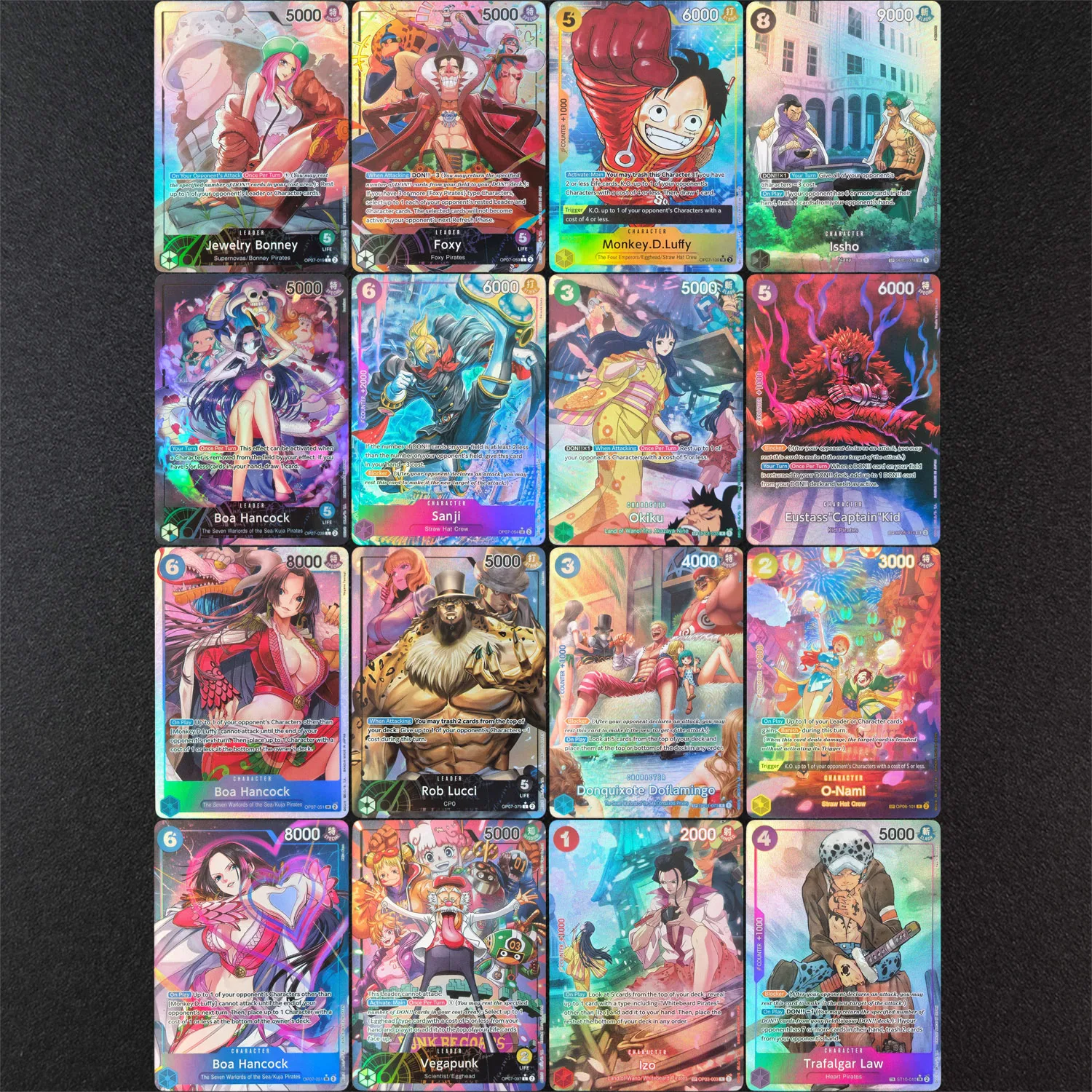 Фото Коллекционная игровая карта-игрушка DIY Proxy One Piece English OP-07 с персонажами: О-Нами, Окико, Дофламинго, Изо, Исхо, Луффи, Вегапанк, Хэнкок, Санджи №1