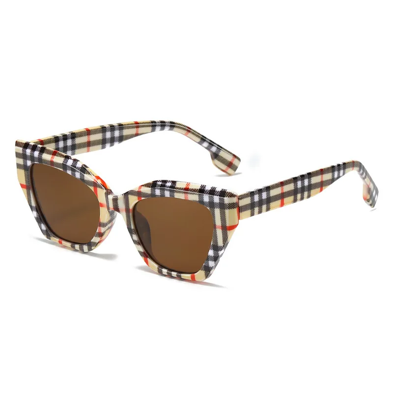 

Fashion Cat Eye Sunglasses Women Sunglass Vintage Plaid Sun Glass Female Luxury Design Eyewear UV400 Gradient Gray Shades