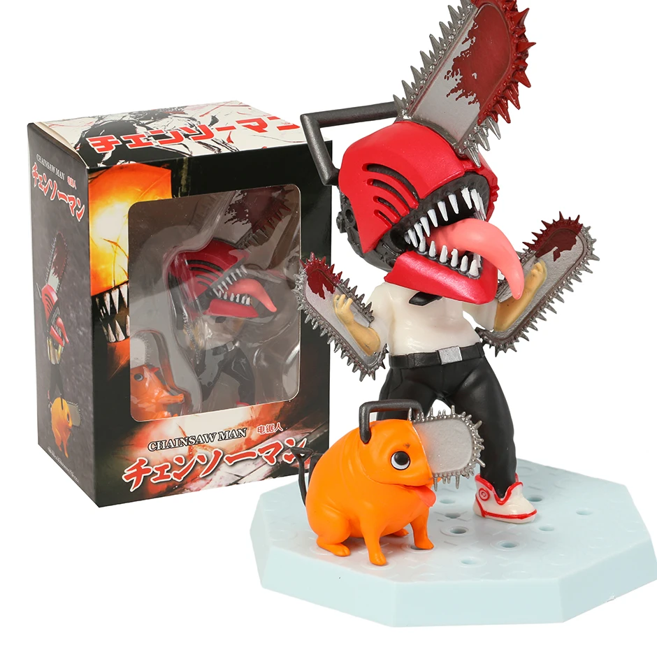 

Model Figurine Chainsaw Man Denji & Pochita Q Version Figure Toy Desktop Figural For Display