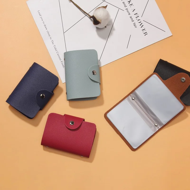 

Function Leather 12/24bit Business Card Case Business Card Holder Men Women Credit Passport ID Passport Card Wallet 8 Color