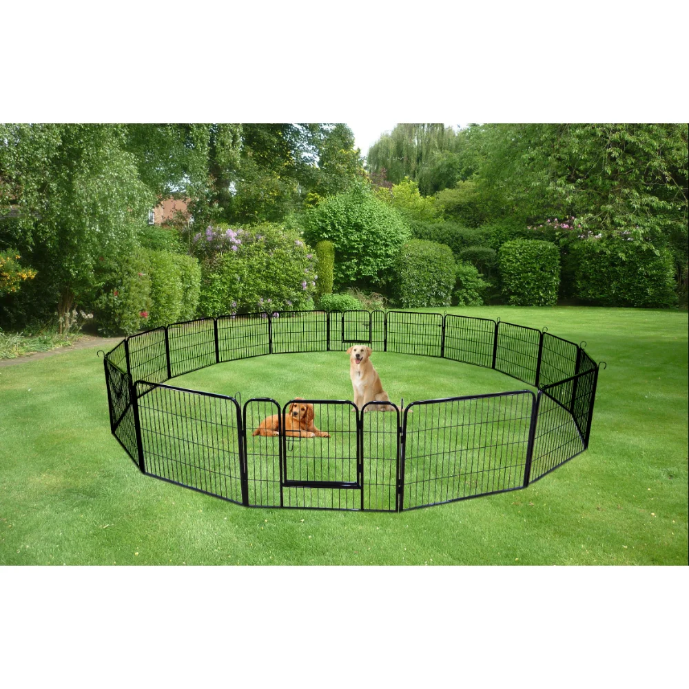 

SKYLAND 24 inch Metal Dog Pen Foldable 16 Panels Puppy Cat Exercise Fence Barrier Playpen Kennel