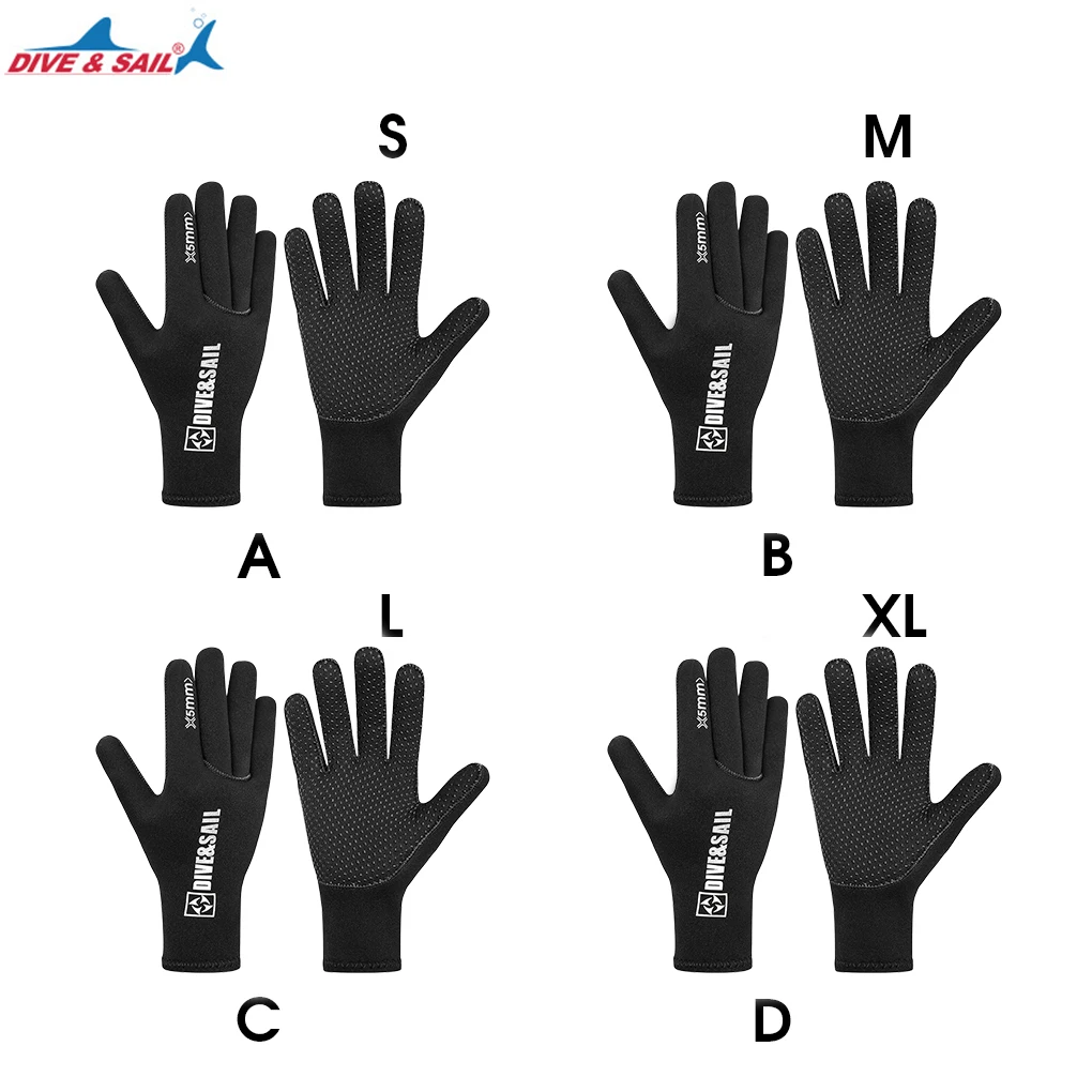 

DIVE SAIL Diving Gloves for Men Women 5MM Warm Snorkeling Neoprene Glove Windproof Hand Protection Thermal Equipment L