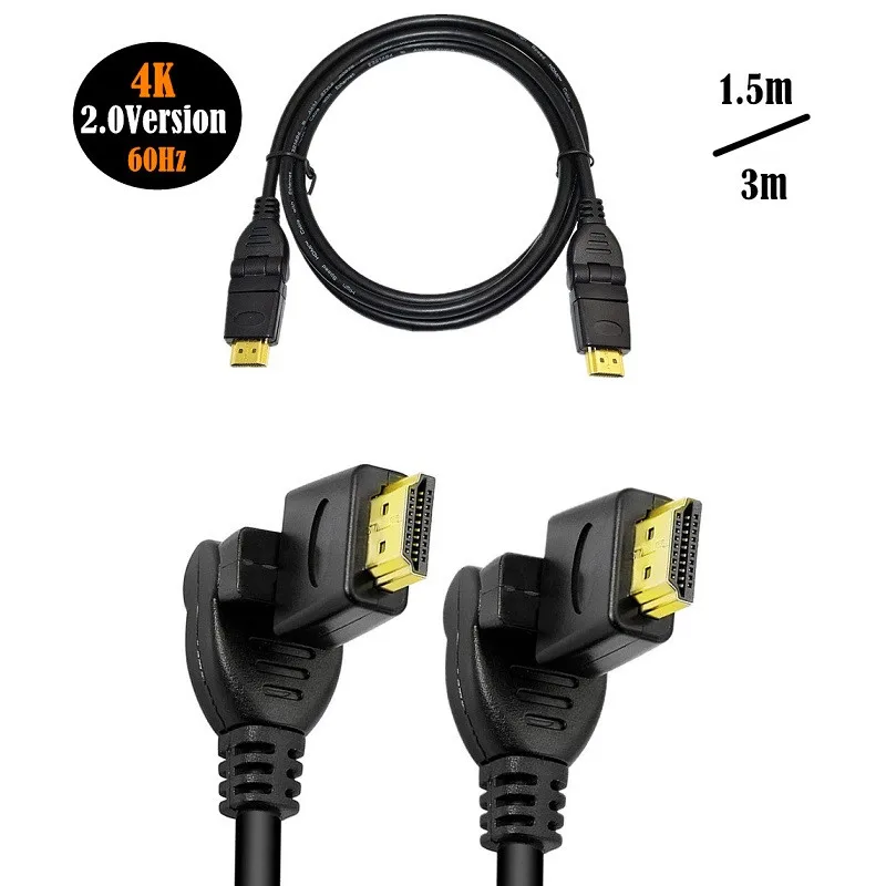 

Version 2.0 4K60Hz HDMI-compatible cable 360degree rotating joint male to male cable projector laptop computer monitor 1.5m/3m