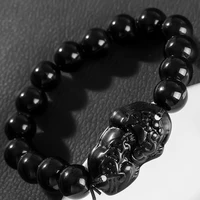 pixiu obsidian stone bracelet good luck and wealth chinese fengshui ancient beast charm beads bracelets men women 2022 faith