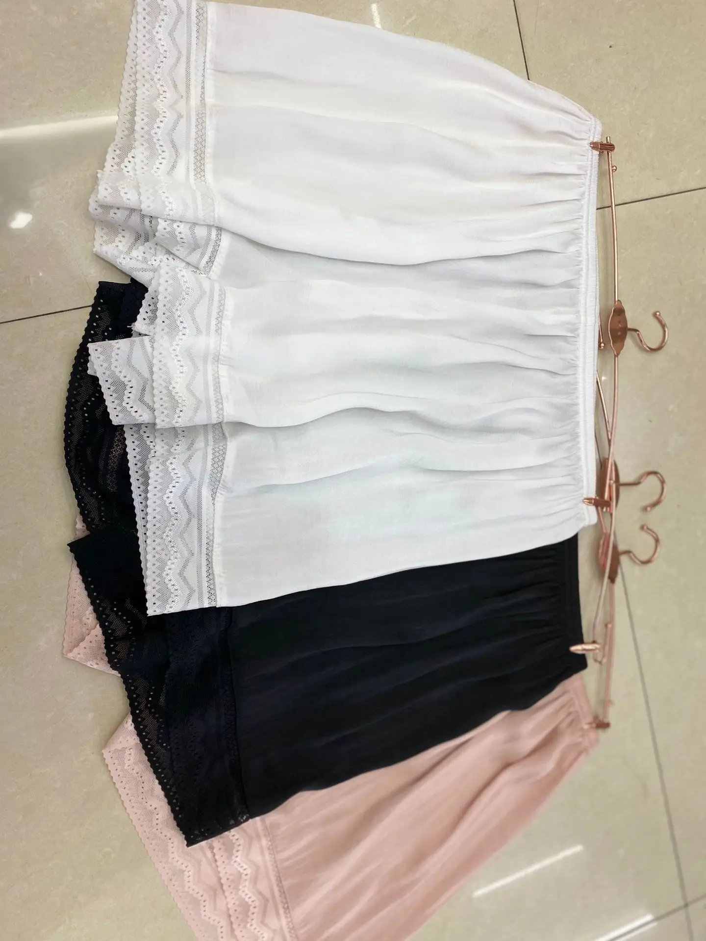 

12PCS Spring Summer Ladies Loose Light Thin Anti-light Home Safety Panties Island Silk Lace Trim Leggings Girl Cute Short Pants