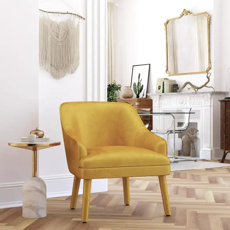 

Effie Upholstered Accent Chair, Mustard Velvet
