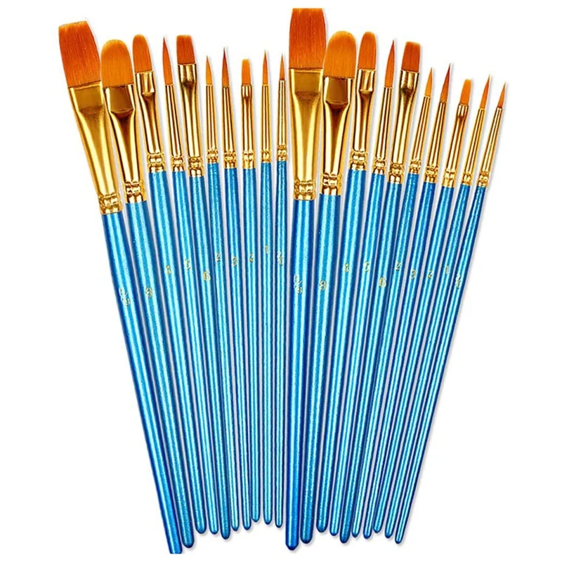 

Paint Brushes Set, 20 Pcs Round Pointed Tip Paintbrushes Hair Artist Acrylic Paint Brushes For Oil Watercolor, Nail Art