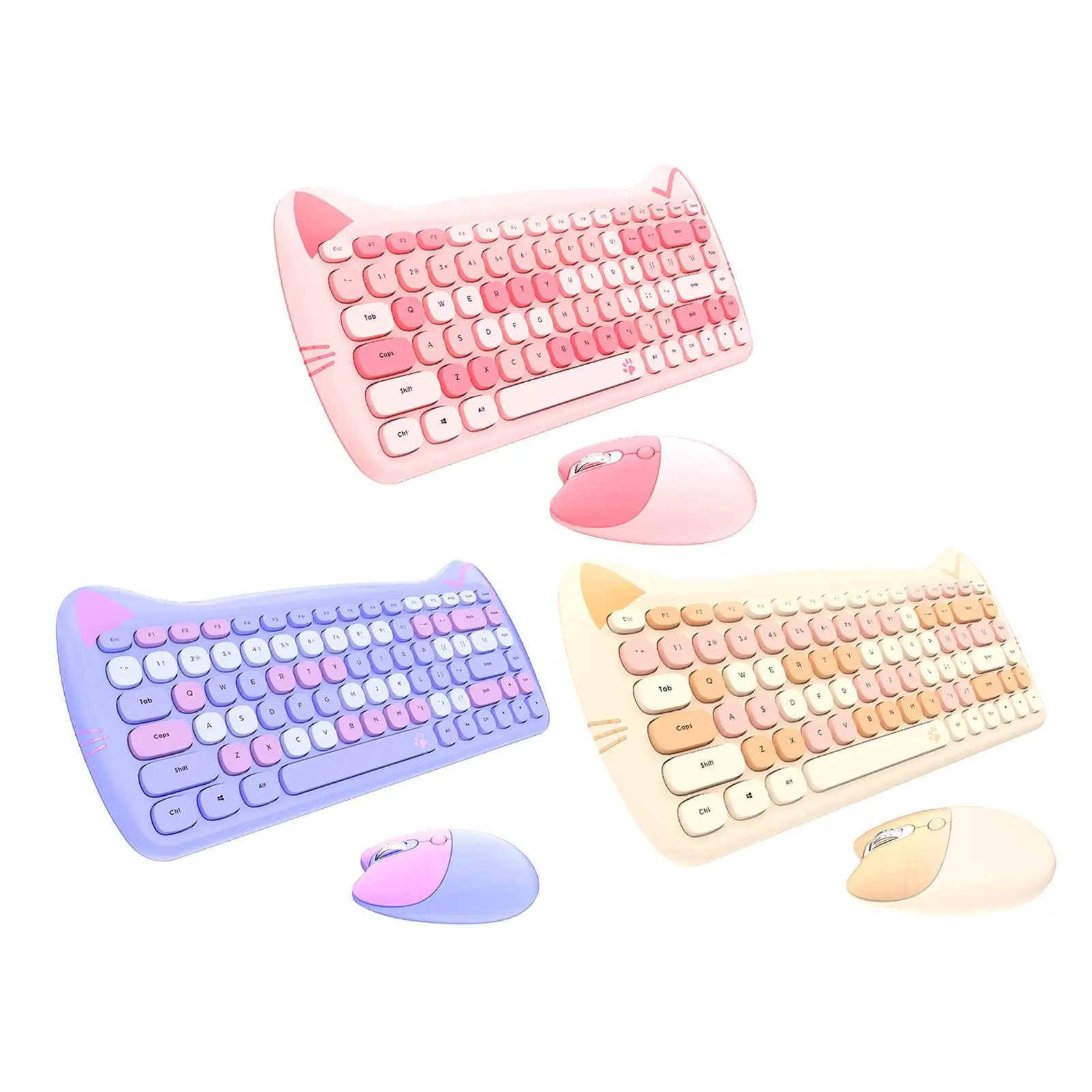 

Mini Keyboard Mouse Set Round Keycap Multi Lovely for Girls (84Key)