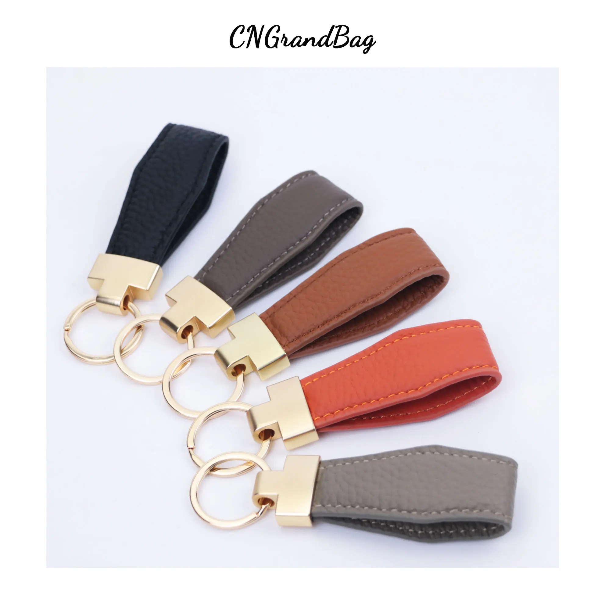 Customized Initial Letters Cow Leather Car Keychain Fashion Key ring  Alloy Pendant Creative Gift Men And Women Leather Lanyard images - 6