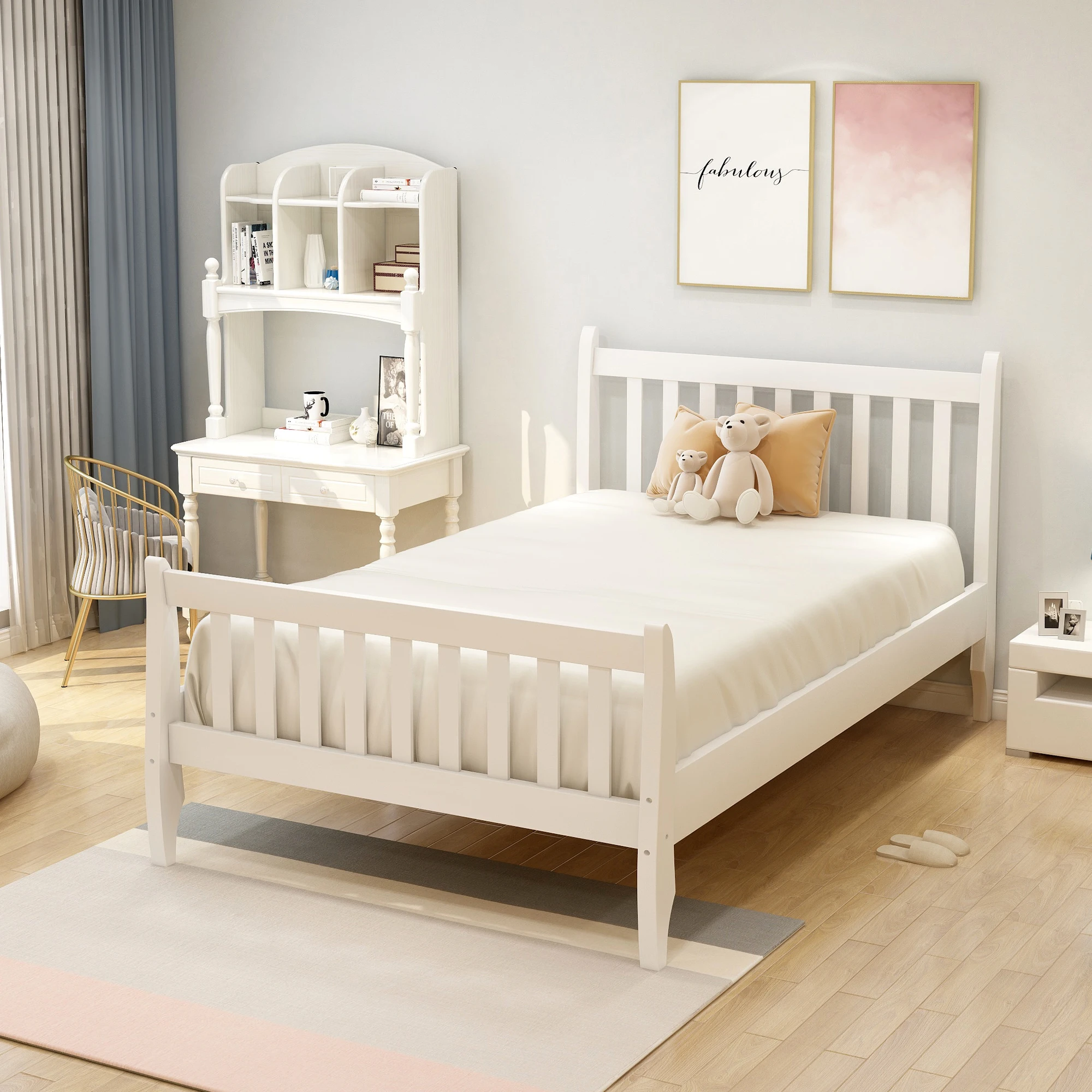 Platform Mattress Foundation With Solid Wood Slat Support No Box Spring Needed Bedroom Furniture Three Color