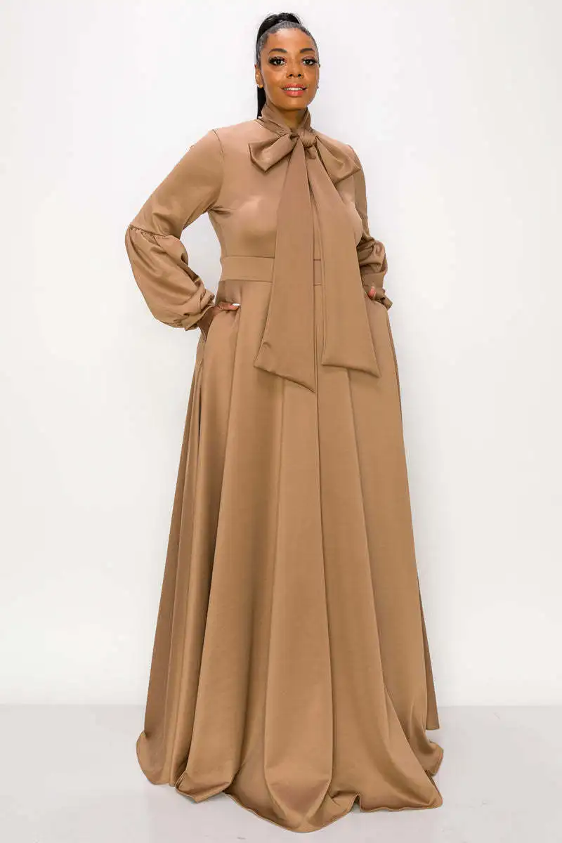 Plus Size Dresses Evening Dress Woman Solid Long Sleeve Floor-Length Regulai Fit Office Lady Party Dresses Wholesale Dropshpping
