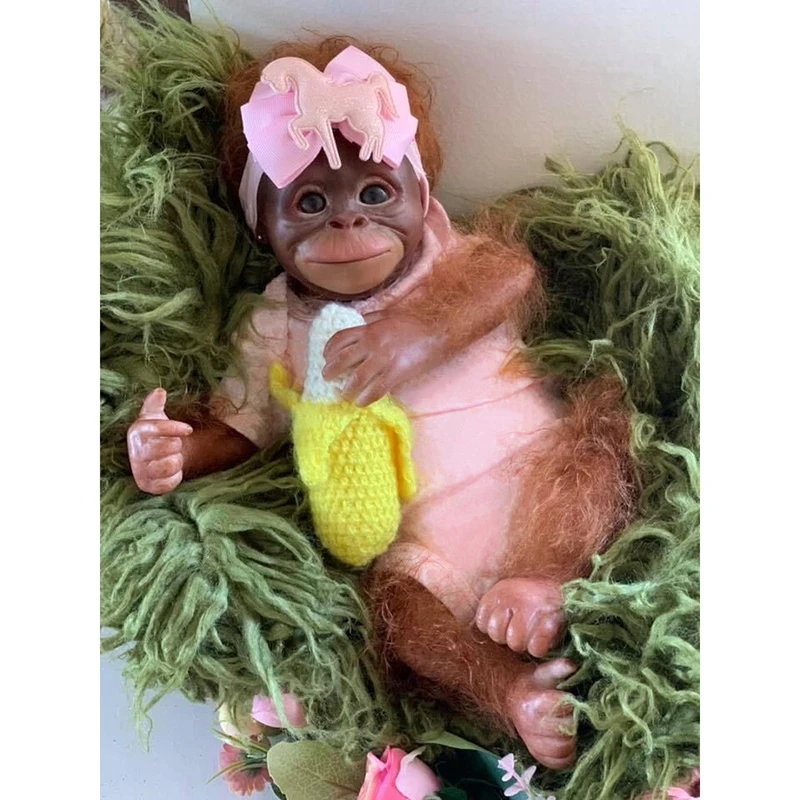 Фото Кукла реборн обезьянка малыш Orangutans Реалистичная мягкая на ощупь кукла