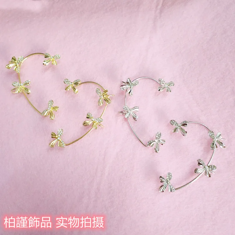 

Gold Plated Metal Ear Bone Clip For Women Sweet Exquisite Sparkling Crystal Butterfly Ear Cuff Clip Earring Wedding Jewelry