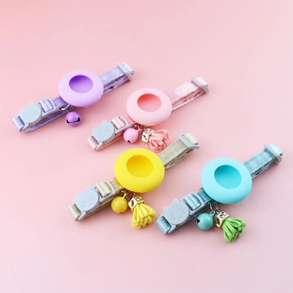 

Pet Bell Tassel Dangle Adjustable Buckle GPS Tracker Collar Pet Tracker Collar Protective Case Pet Supplies
