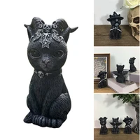 magic black cat garden home decoration resin crafts animal with horns and wings decoration monster ornaments gift home decor