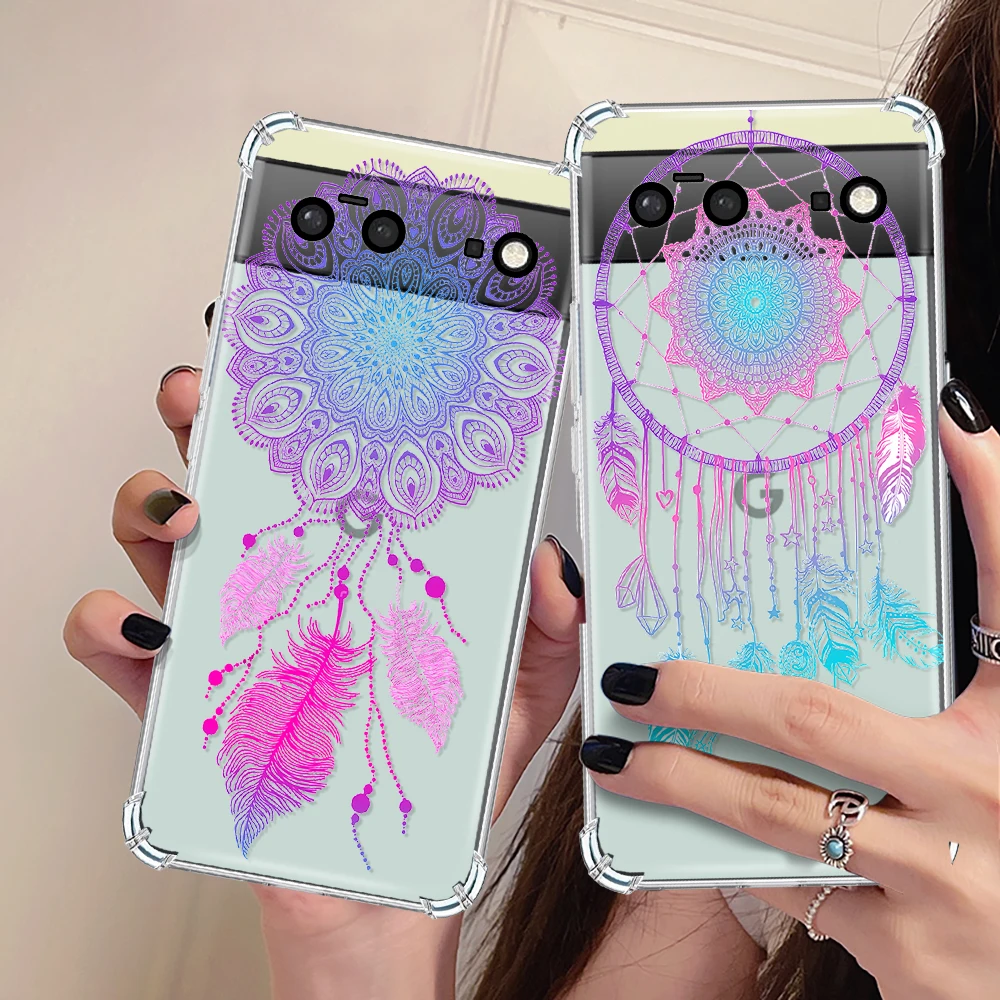 

Dream Catcher Phone Case for Google Pixel 7a 7Pro 7 Luxury Transparent Coque for Pixel 6a 6 6Pro Shockproof Soft Silicone Cover