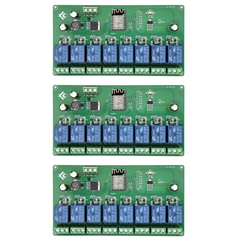 

3X ESP8266 WIFI 8 Channel Relay Module ESP-12F Development Board Power Supply 5V/7-28V Wireless WIFI Module