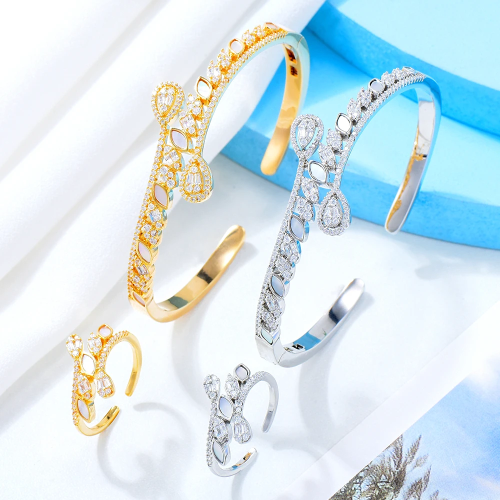 

Женский браслет GODKI, Модный комплект из 3 колец, обручальное кольцо с манжетами и кубическим цирконием