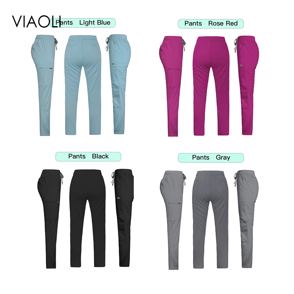 

Multi function pocket Scrub Pants Unisex Pet Grooming Clinic Trousers Workwear Tooth Health Work Uniform Jogging Medical Pants