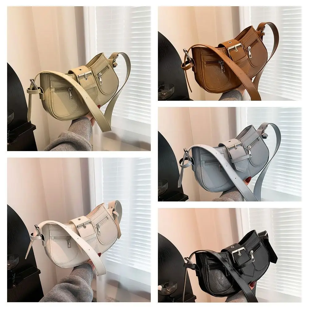 Темпераментная сумка через плечо Y2K с застежкой готическая кожаная на молнии