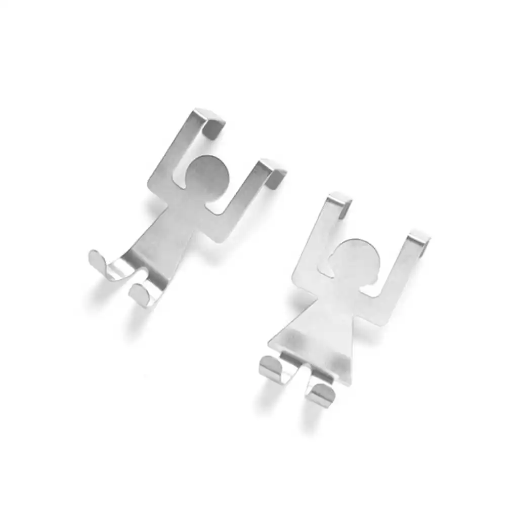 

Stainless Steel People Shaped Hooks House Kitchen Hanger Clothes Door Back Rack Washcloth Rail Hanging Too