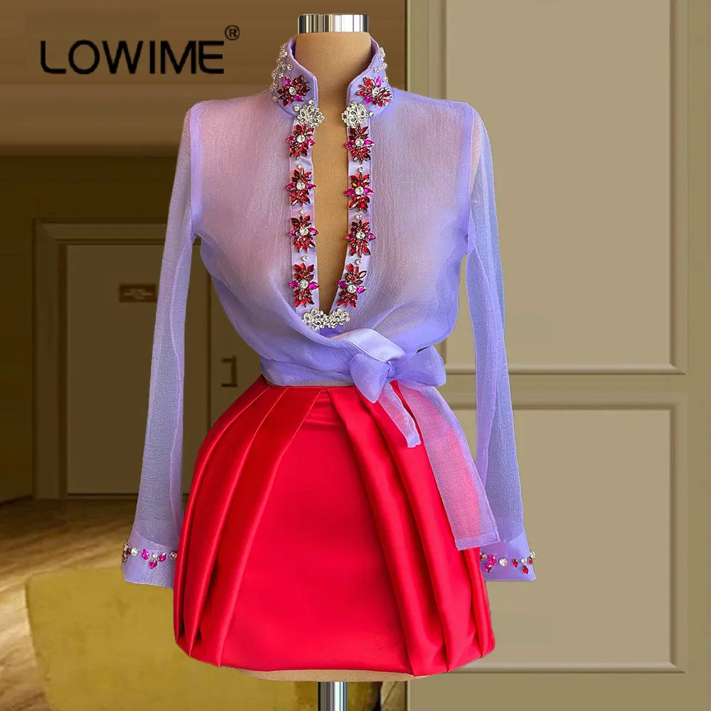 Модные Вечерние Платья из двух частей высокой моде элегантное платье с глубоким