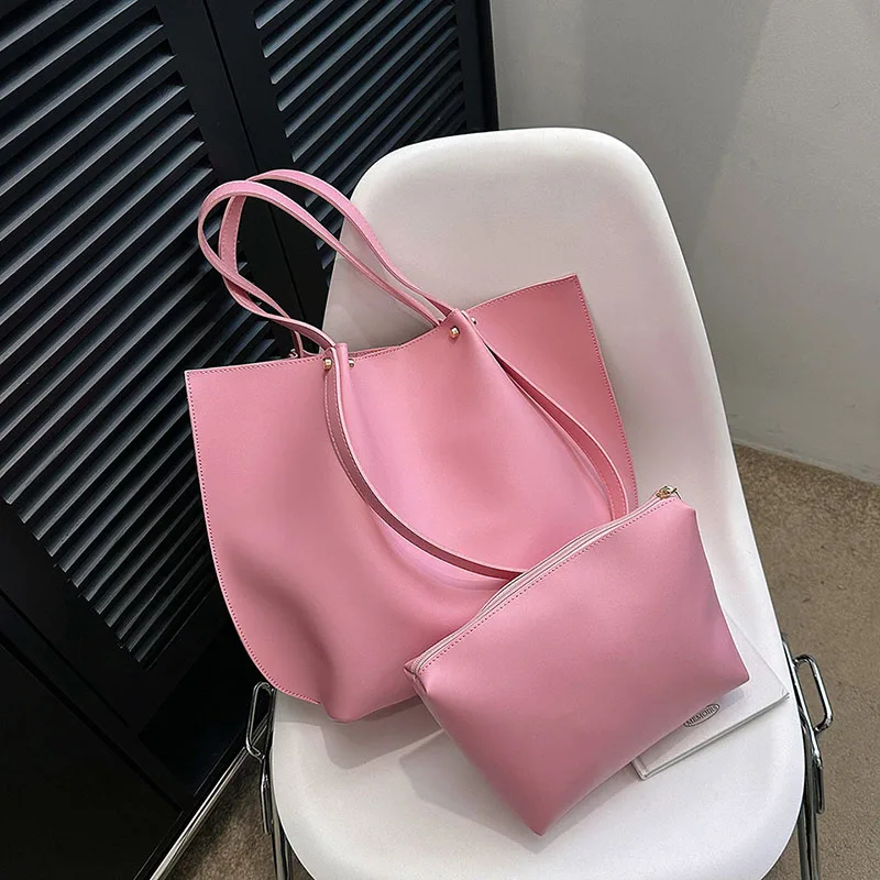 

High-capacity Leather Tote Bag for Women 2023 Tend Female Simple Shoulder Side Bag Fashion Lady Big Handbags and Purses