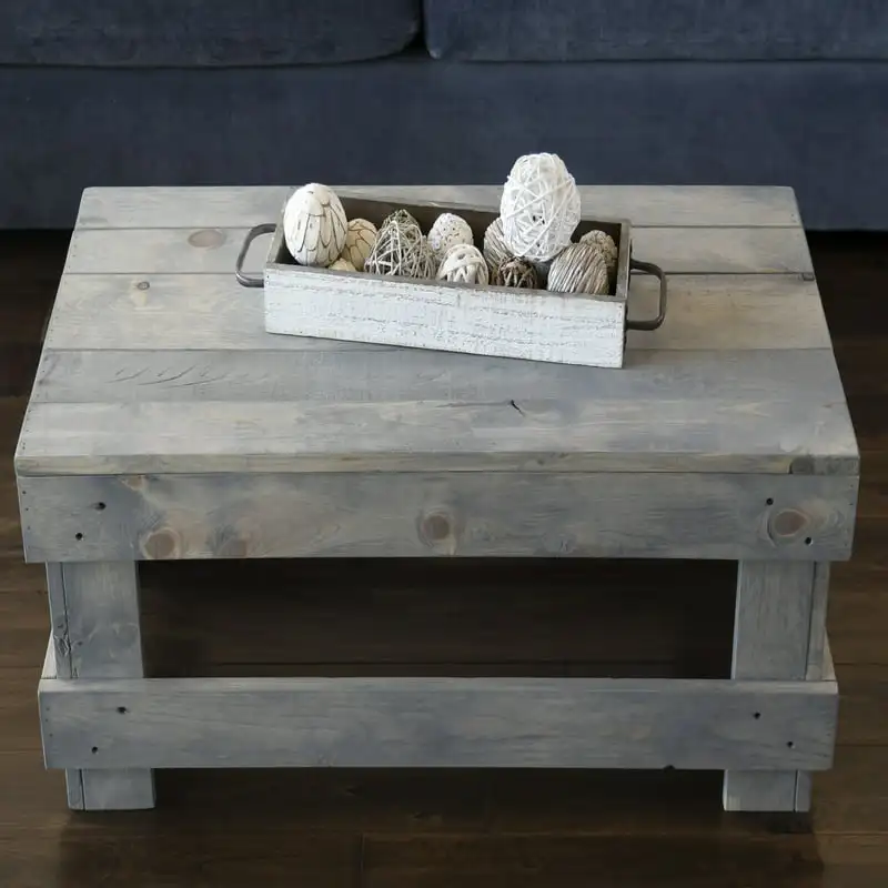 

-Brown Stylish Gray-Brown Pine Solid Wood Farmhouse Coffee Table for Your Home Decor, Rustic Charm at its Best.