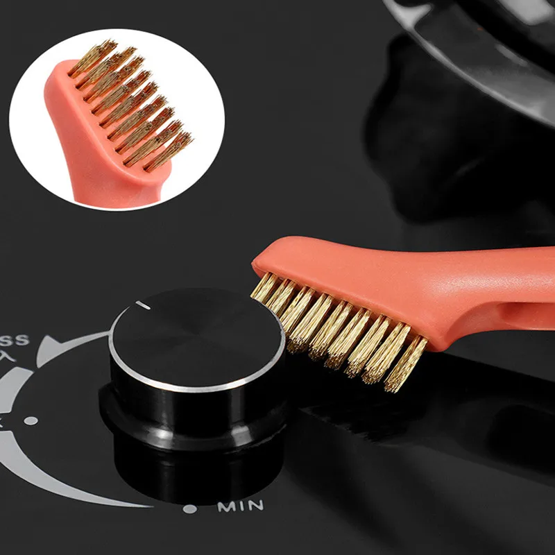 

1pcs Three-in-one Gas Stove Cleaning Brush Kitchen Stove Range Machine Gap Cleaning Artifact Iron Brush Steel Wire Brush