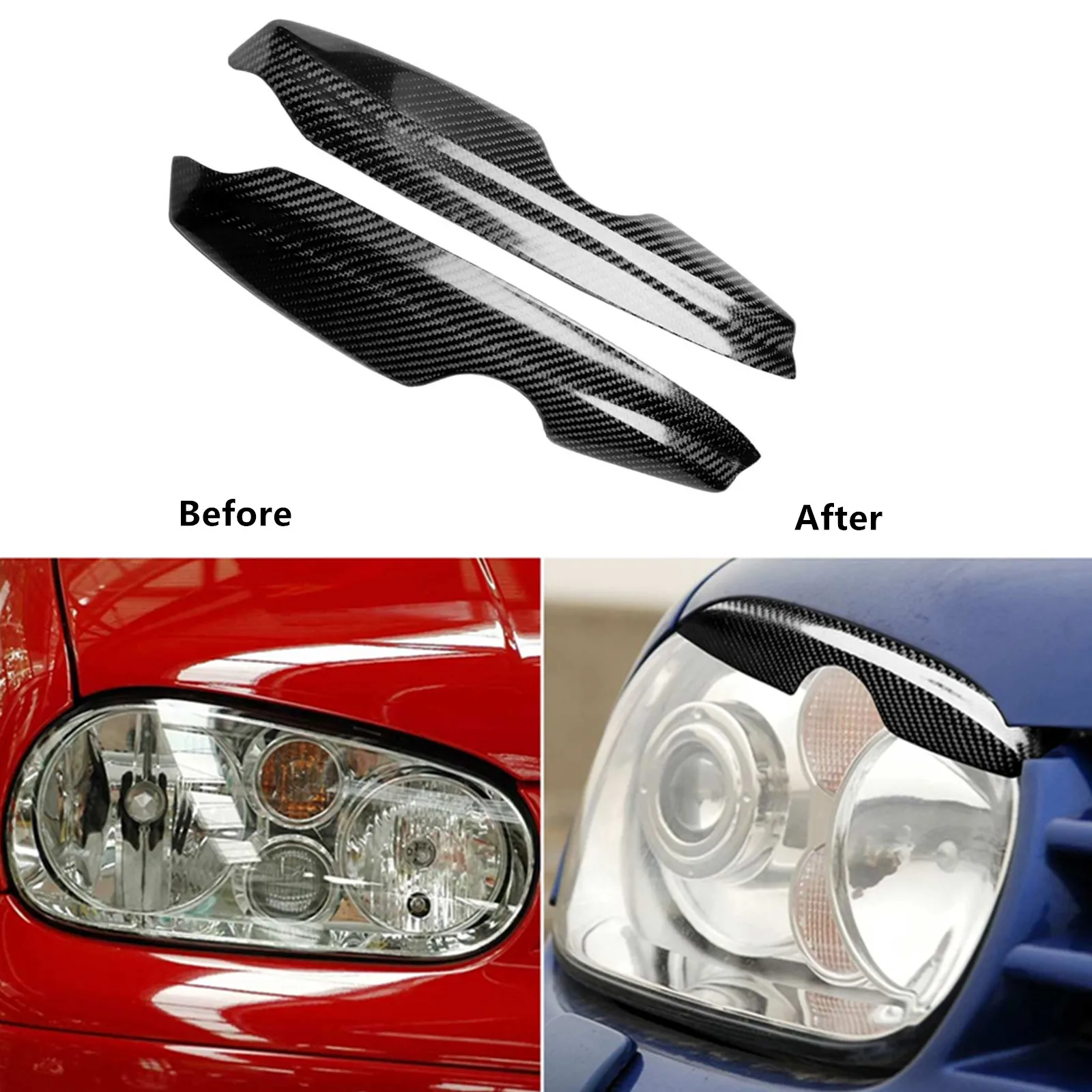 

1 Pair Carbon Fiber Headlights Eyebrow Eyelids Trim Cover Stickers Decoration for Golf 4 MK4 IV GTI 1999-2004 Car Styling