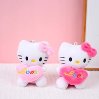 10cm sanrio hello kitty plush toys keychain lovely new kawaii girl bag decor birthday cross dressing various animals series gift