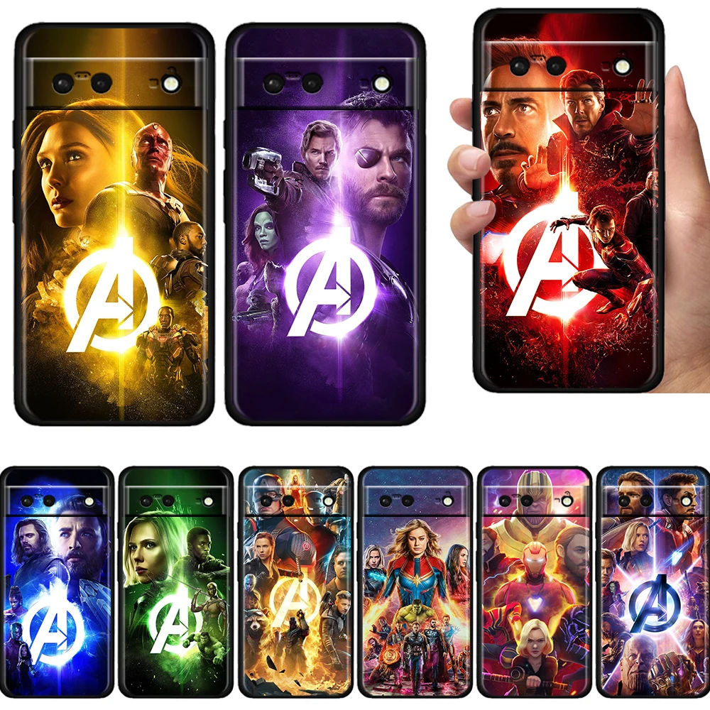 

Marvel hero colorful Shockproof Case for Google Pixel 7 6 Pro 6a 5 5a 4 4a XL 5G Silicone Black Phone Cover