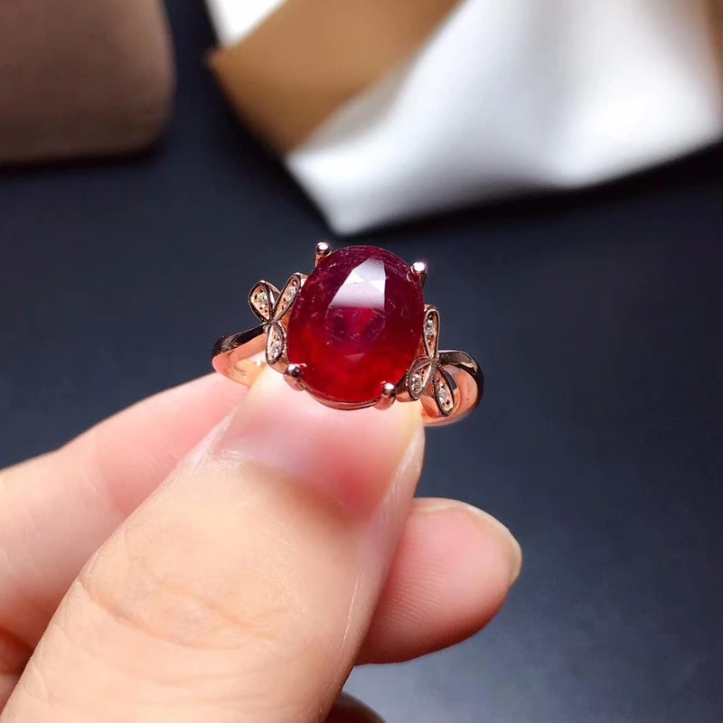Fashion Ruby Gemstone Ring for Women Silver Fine Jewelry Certified Natural Gem Good Color Party Birthstone Good Luck Gift