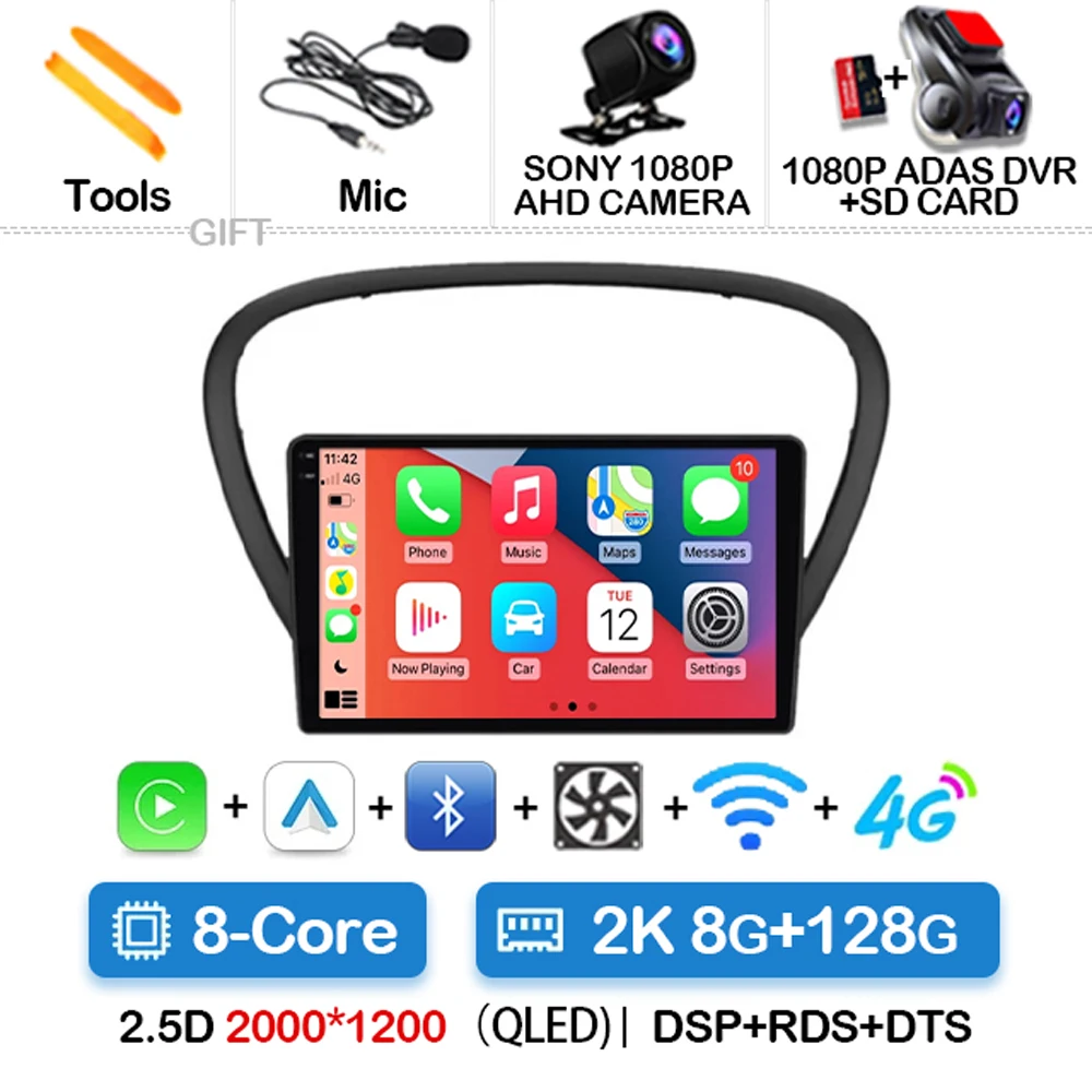 

Автомобильный радиоприемник Android 14, для Peugeot 607 2002 2003 2004 2005 2006 2007 2008 GPS NAVI, мультимедийный видеоплеер Carplay Auto 4G WIFI BT