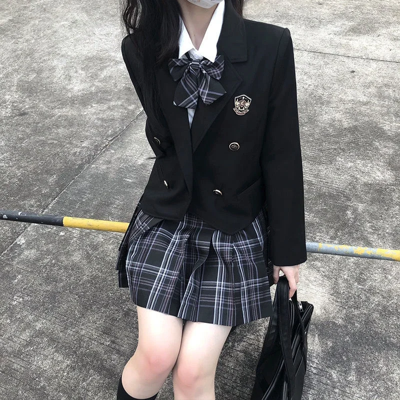 Японская куртка JK униформа блейзер женский костюм двубортный весенне-осенний
