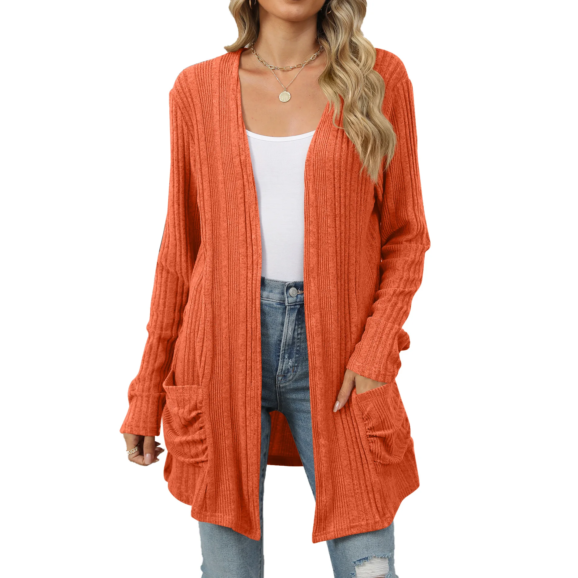 Новинка 2024 Женская Коллекция осень-зима повседневный однотонный кардиган с