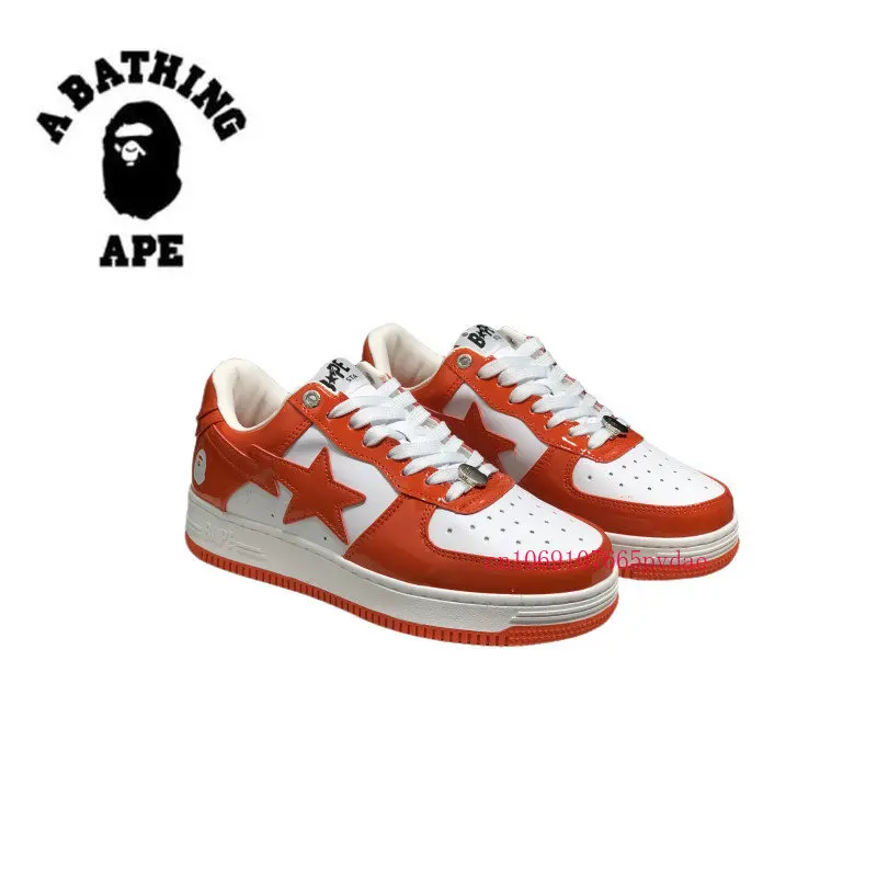 A Bathing Ape LOW PRO BARELY Orange Men's Skateboarding Shoes Low Cut Outdoor Walking Jogging Sneakers Lace Up Athletic Shoes